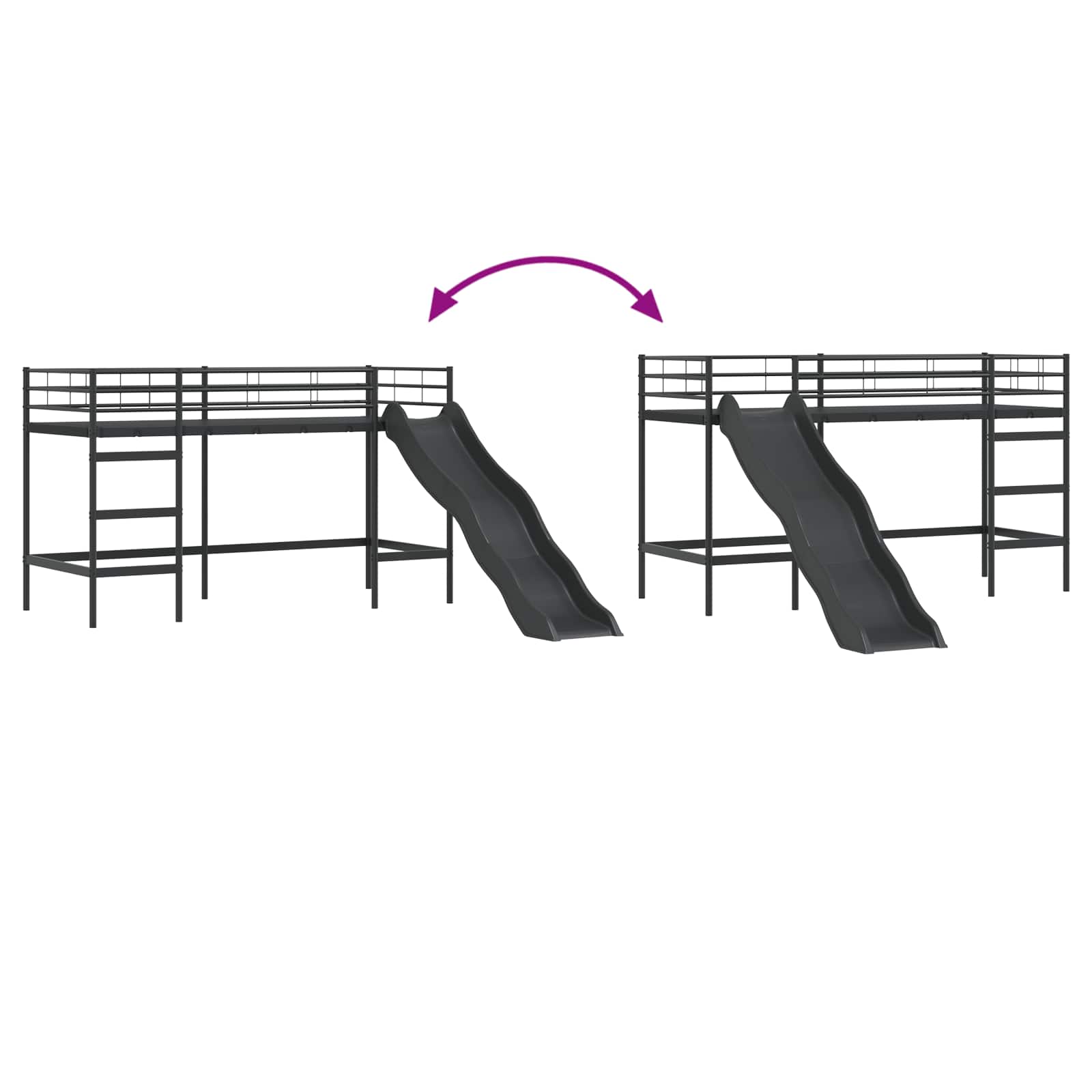 Barneseng med sklie Svart og Anthracite 74,5 x 190 cm vidaXL