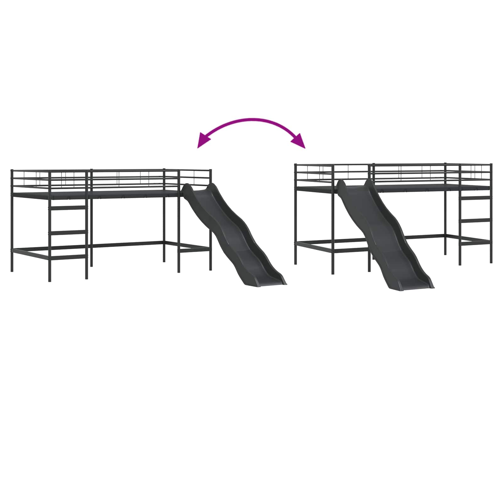 Barneseng med sklie Svart og Anthracite 79,5 x 200 cm vidaXL
