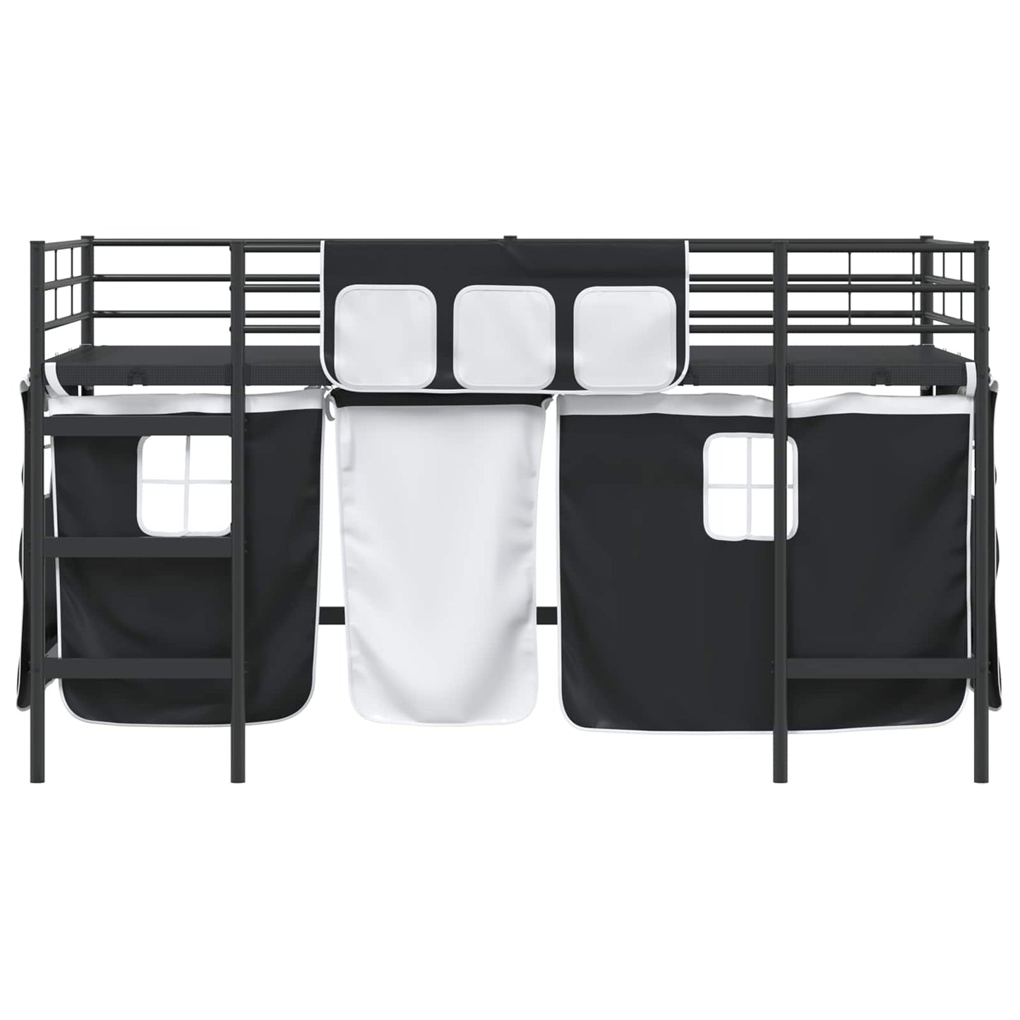 Kiddos Loft Senge Ramme med Gardiner Svart 90 x 200 cm