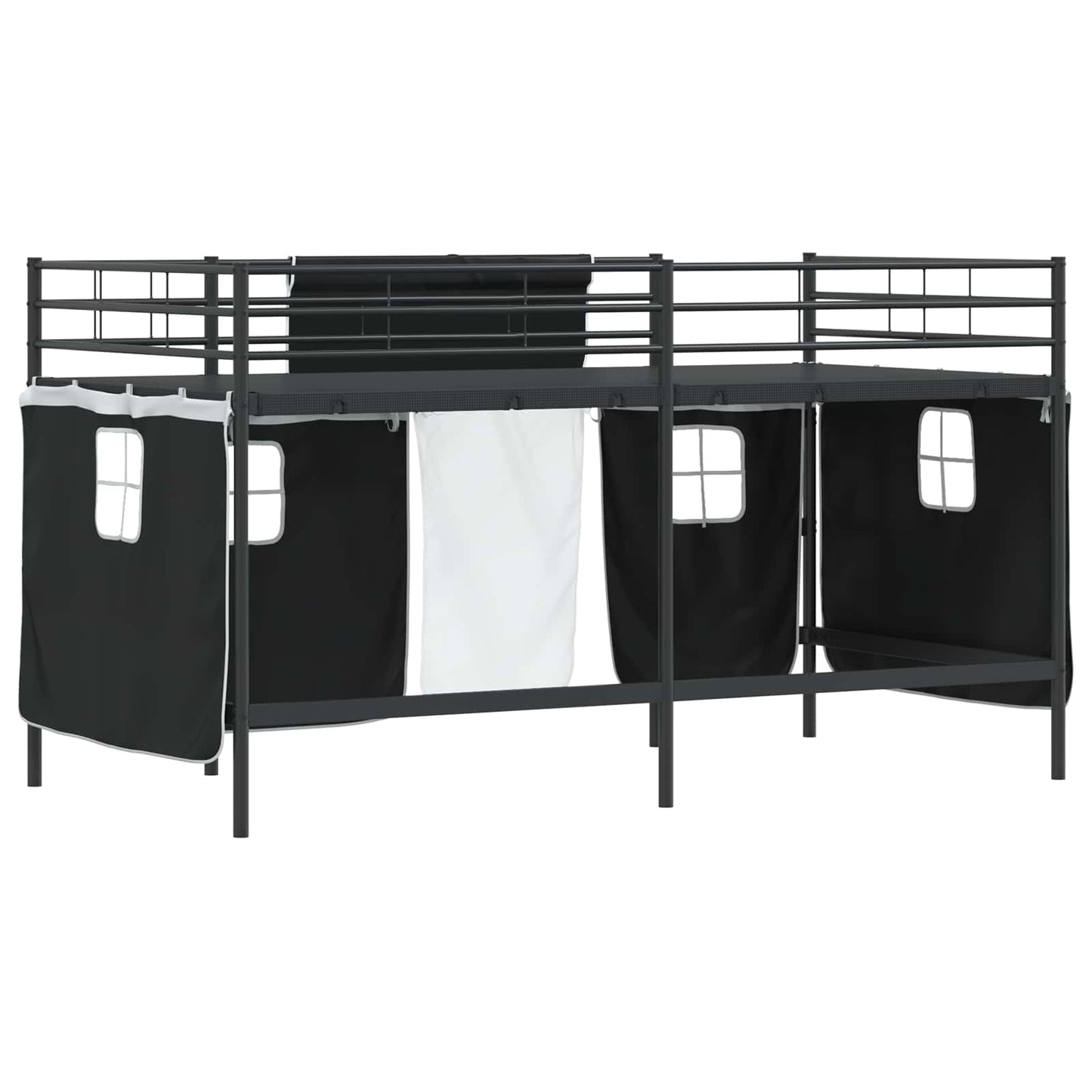 Kiddos Loft Senge Ramme med Gardiner Svart 107 x 203 cm