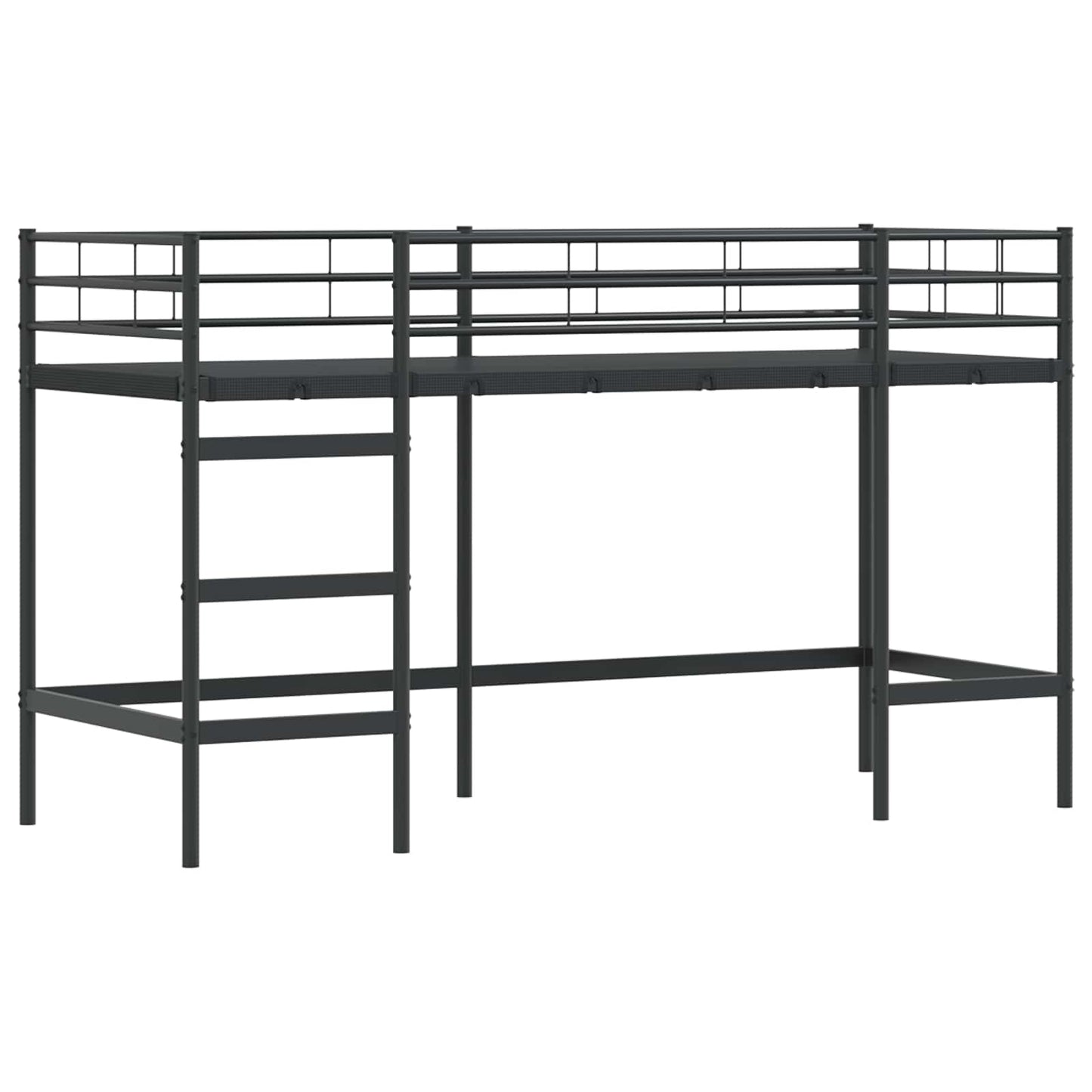 Kiddos Loft Senge Ramme med Gardiner Svart og Blå 90 x 190 cm