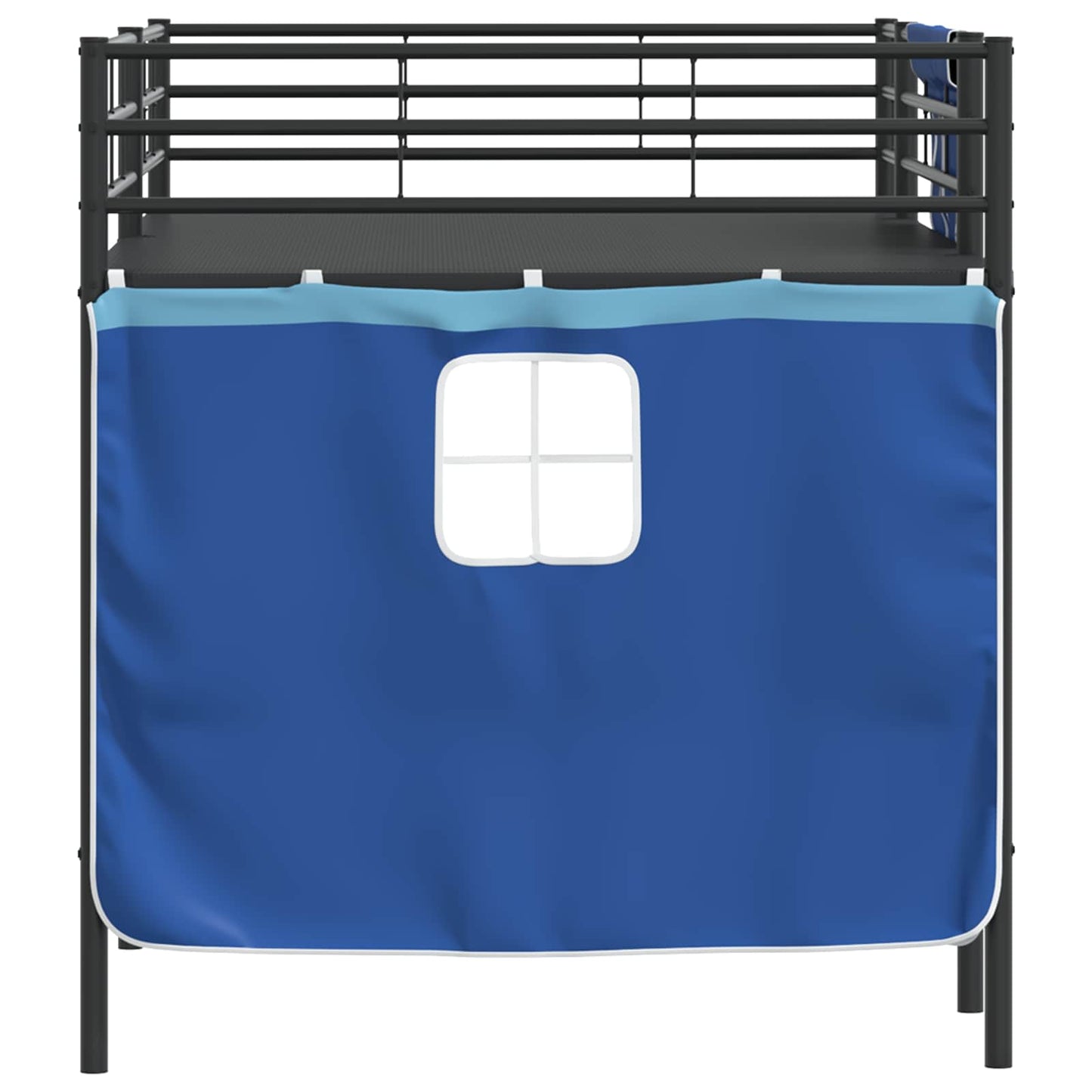 Kiddos Loft Senge Ramme med Gardiner Svart og Blå 90 x 200 cm