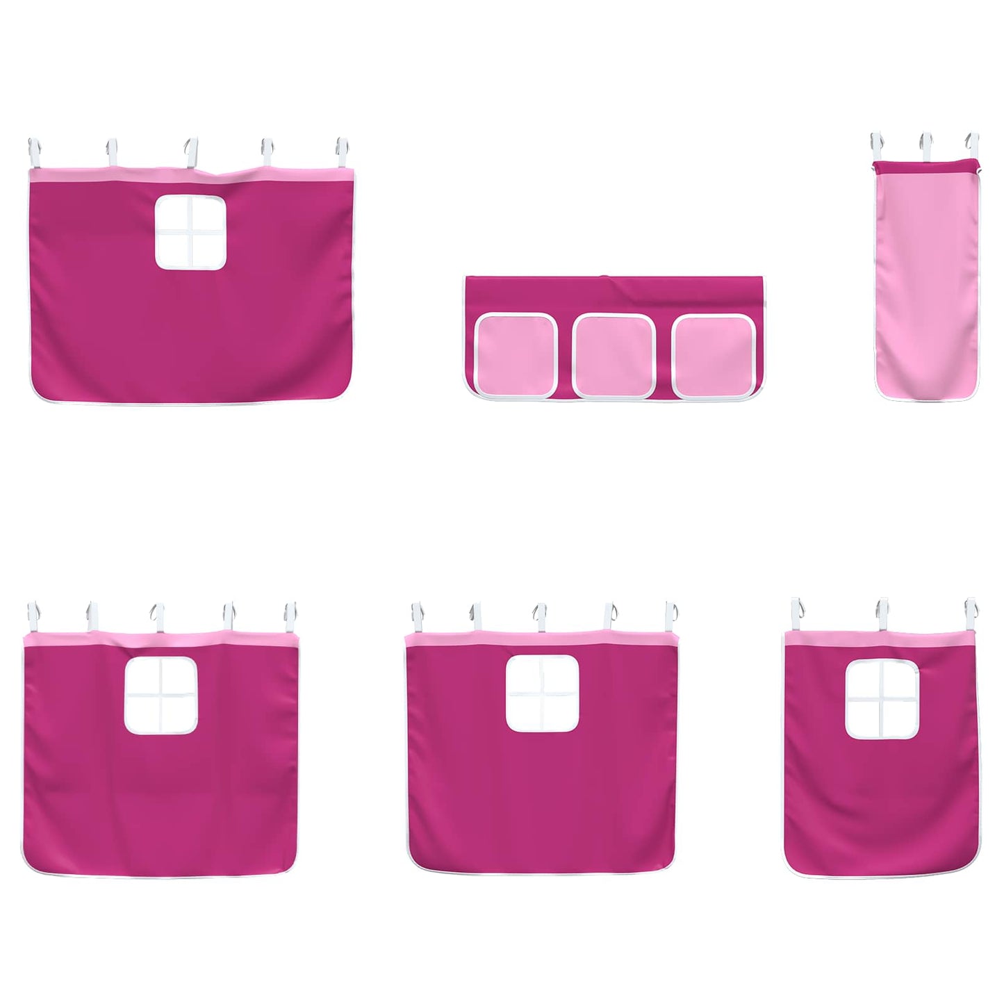 Kiddos Loft Senge Ramme med Gardiner Svart og Rosa 75 x 190 cm