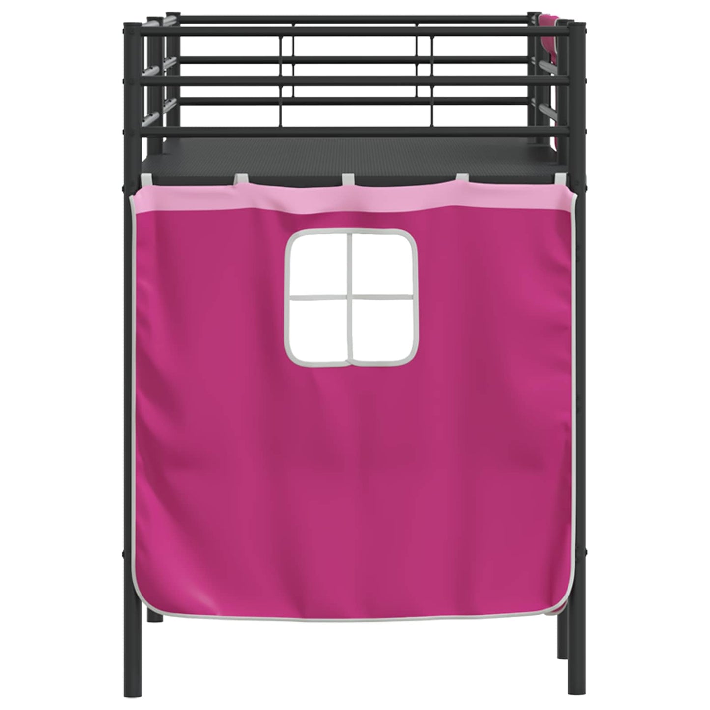 Kiddos Loft Senge Ramme med Gardiner Svart og Rosa 100 x 190 cm