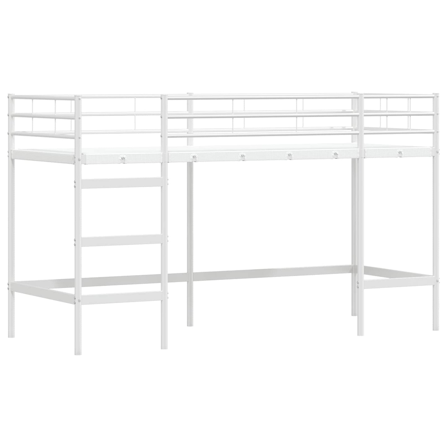 Kiddos Loft Senge Ramme med Gardiner Hvit og svart 90 x 190 cm