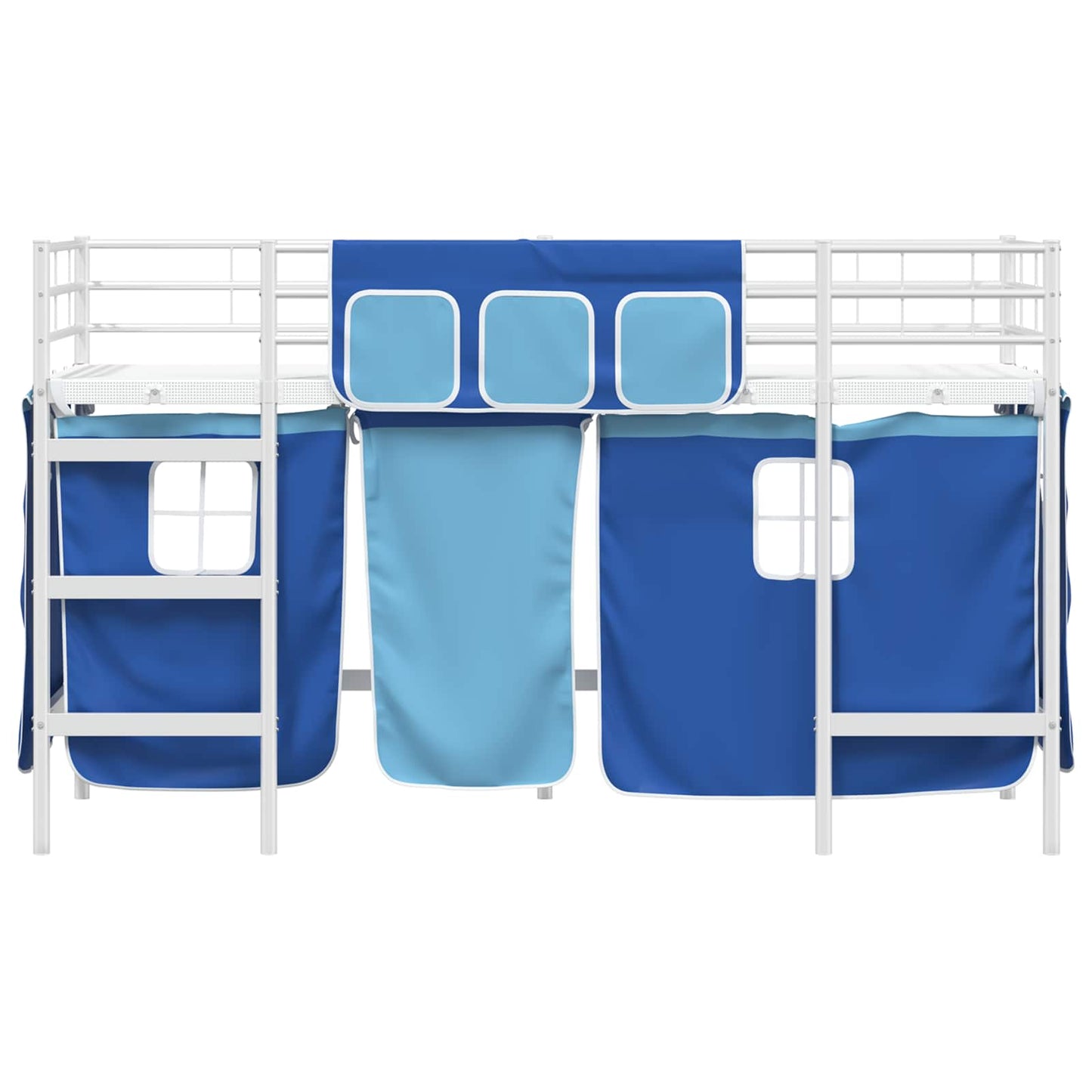 Kiddos Loft Senge Ramme med Gardiner Hvit og blå 75 x 190 cm