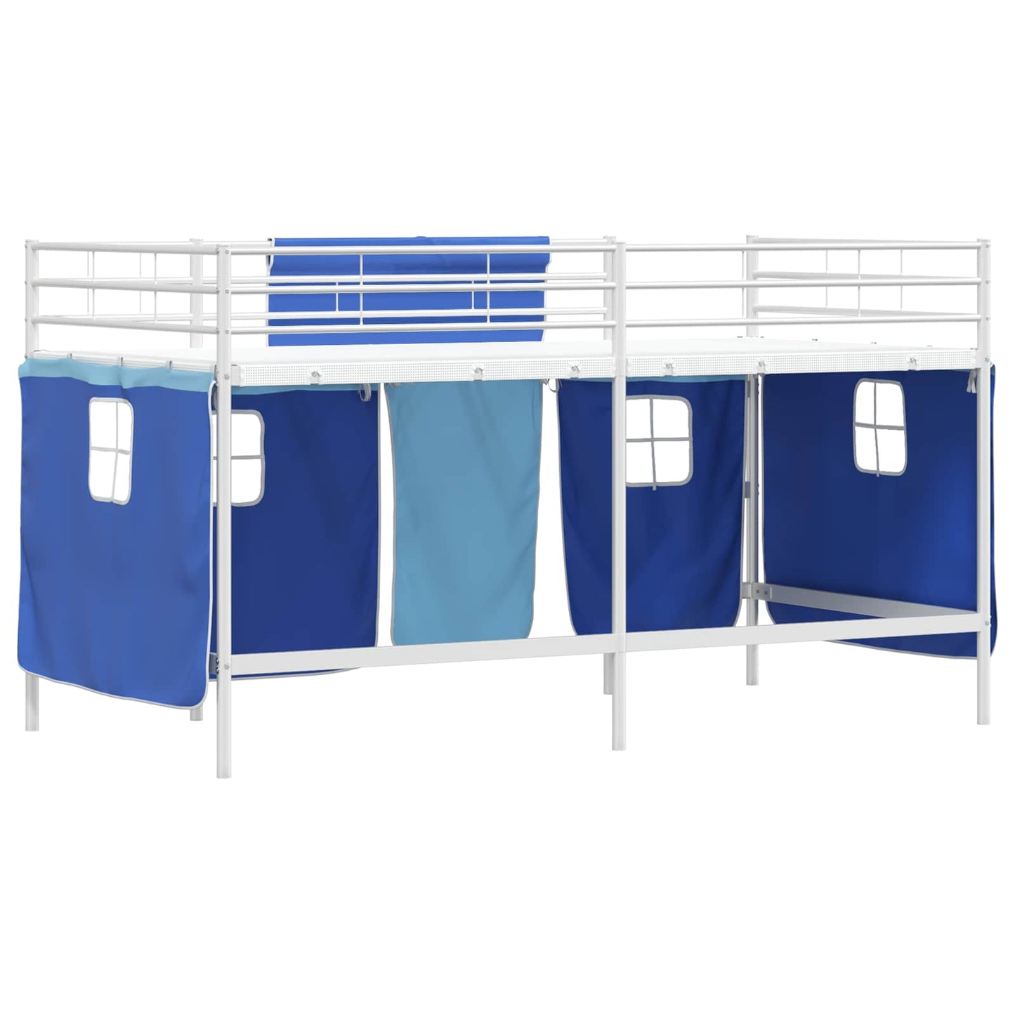 Kiddos Loft Senge Ramme med Gardiner Hvit og blå 107 x 203 cm