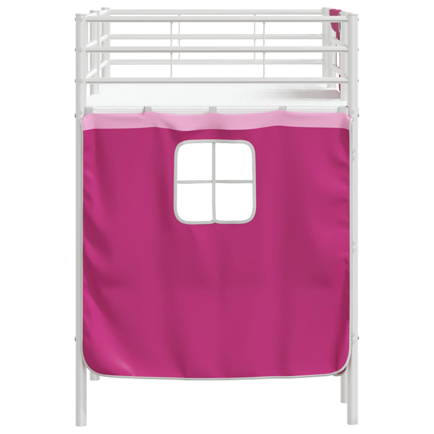 Kiddos Loft Senge Ramme med Gardiner Hvit og Rosa 75 x 190 cm