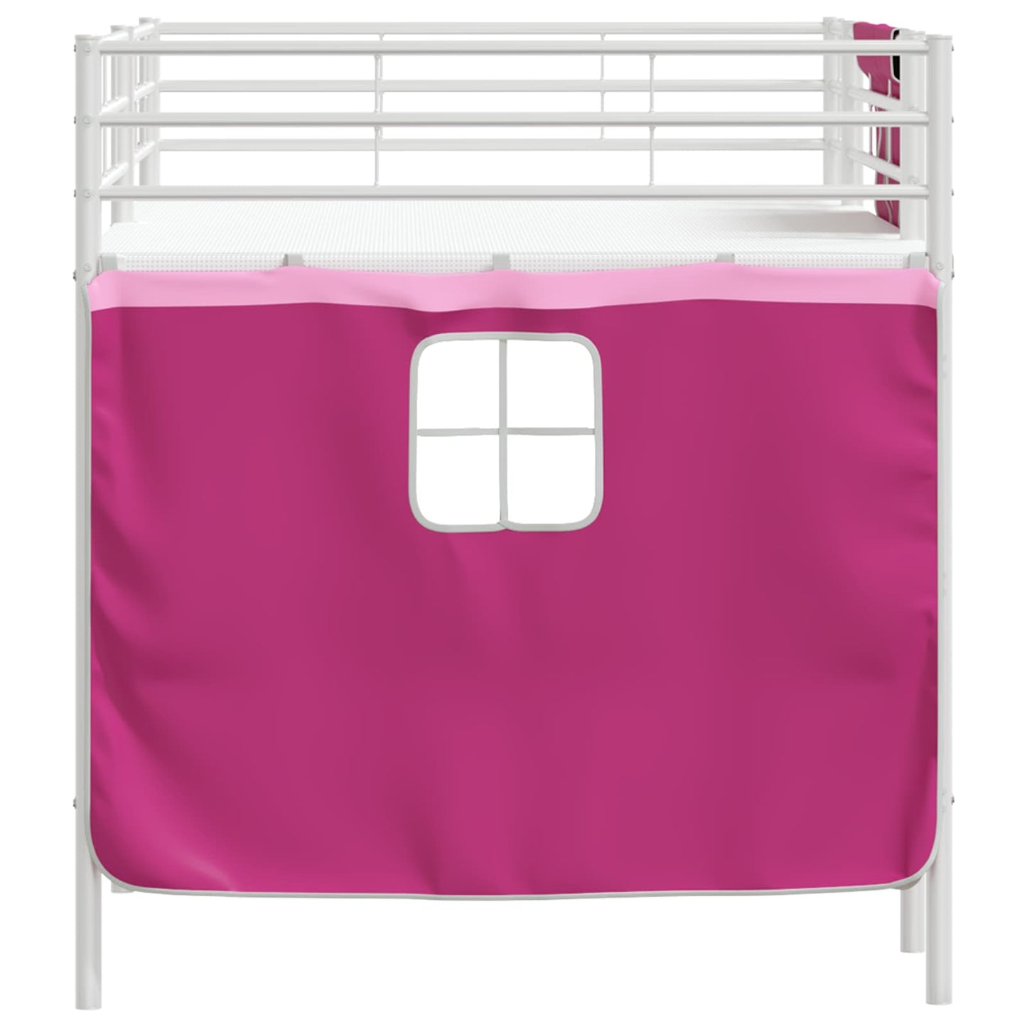 Kiddos Loft Senge Ramme med Gardiner Hvit og Rosa 90 x 200 cm