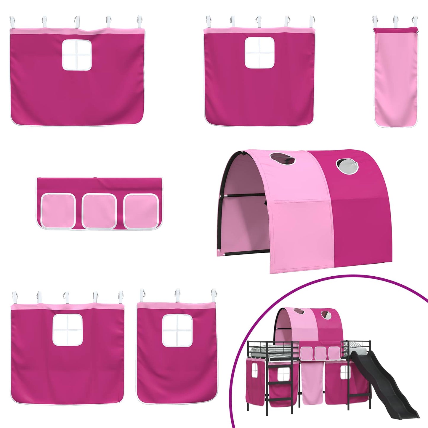 Barns Lofteseng Svart og Rosa 90 x 190 cm Metall