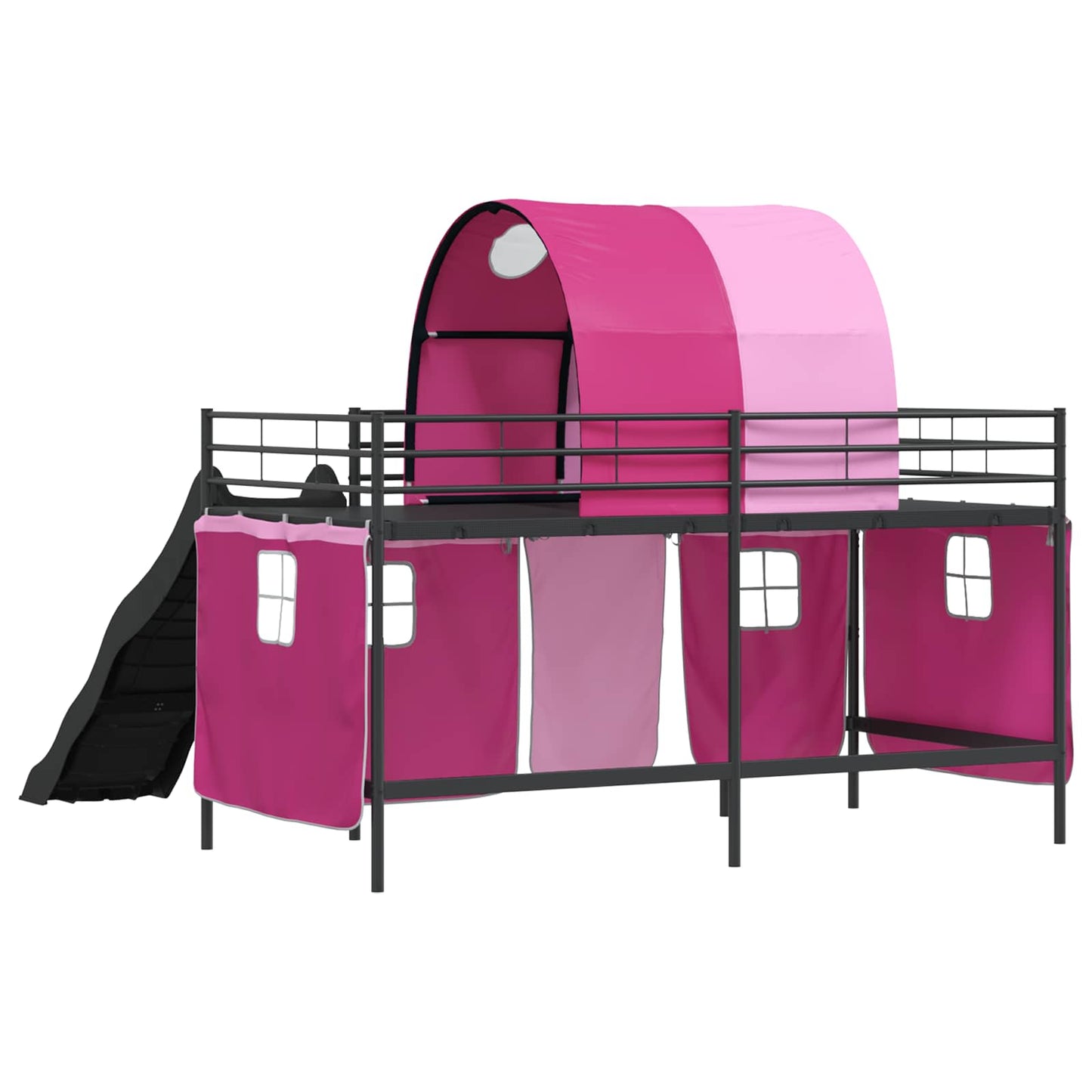 Barns Lofteseng Ensfarget Svart og Rosa 107 x 203 cm Metall