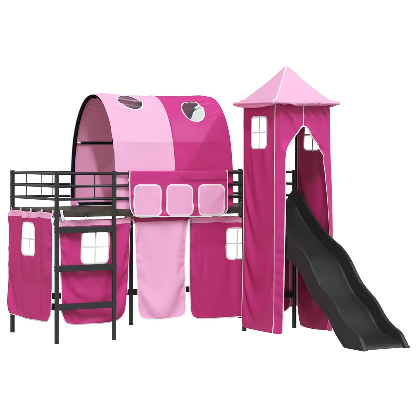 Barns Lofteseng Ensfarget Svart og Rosa 75 x 190 cm Metall