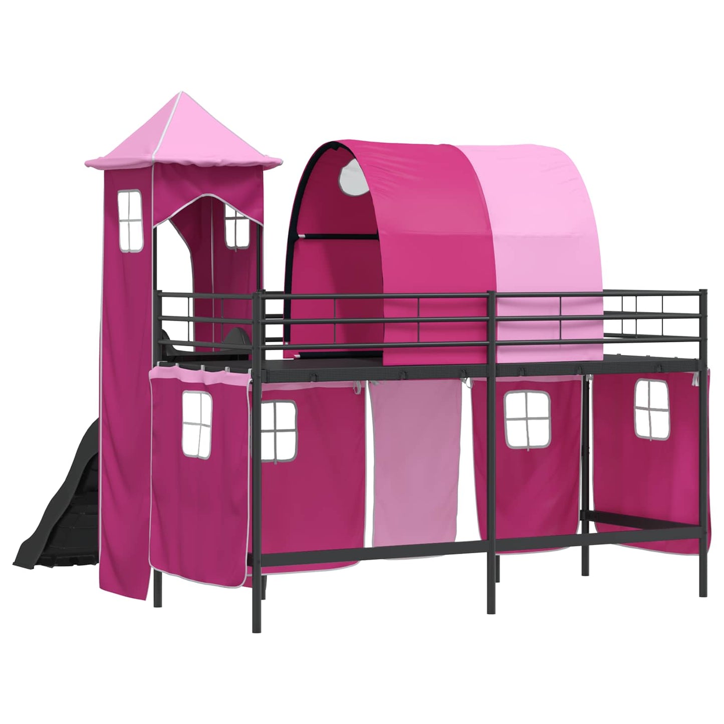 Barns Lofteseng Ensfarget Svart og Rosa 100 x 190 cm Metall