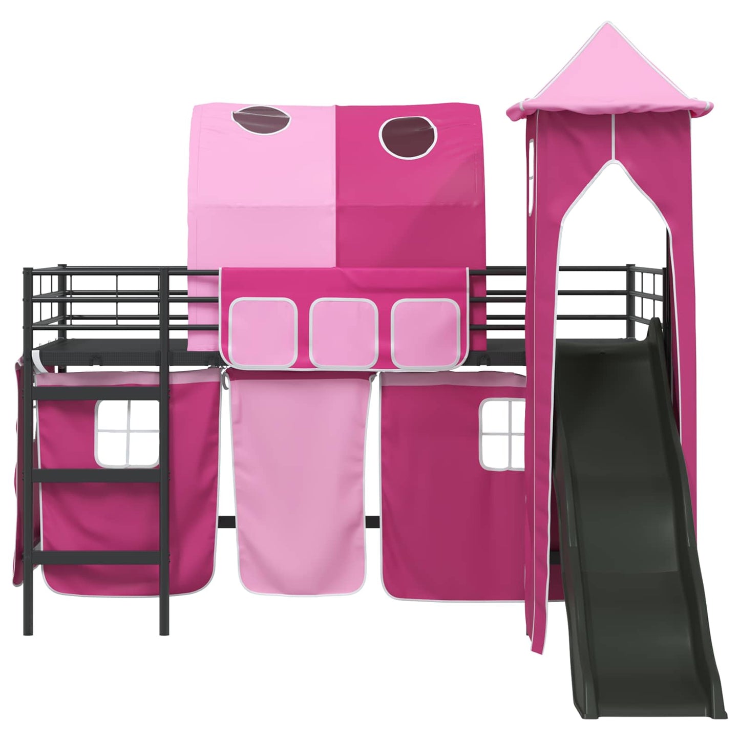 Barns Lofteseng Ensfarget Svart og Rosa 107 x 203 cm Metall