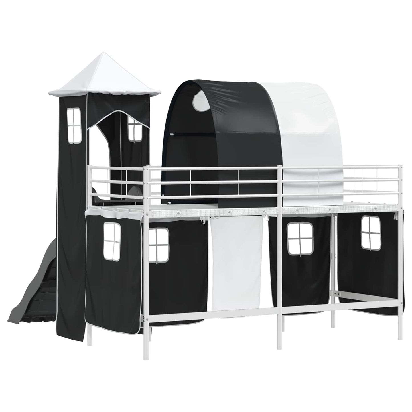 Barns Lofteseng Ensfarget Hvit og svart 100 x 190 cm Metall