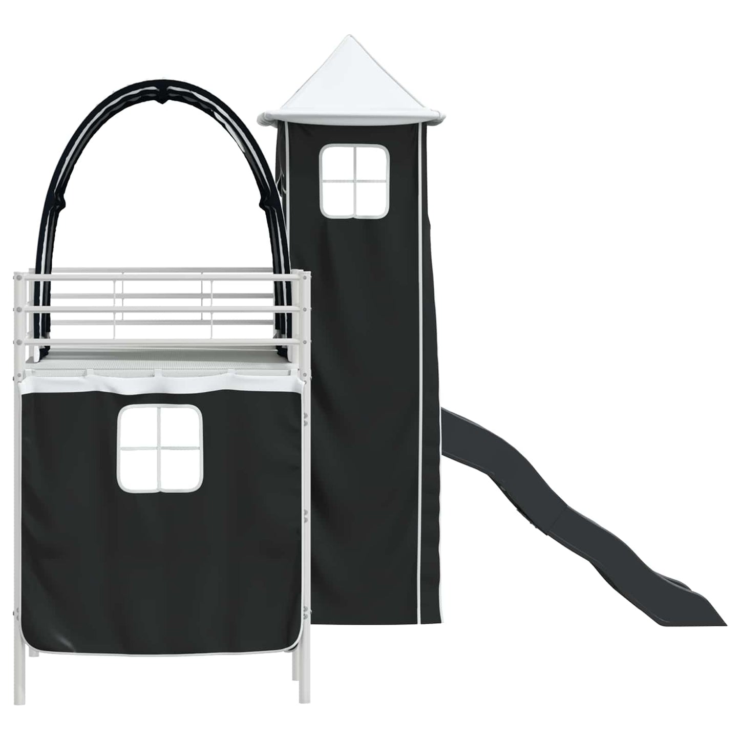 Barns Lofteseng Ensfarget Hvit og svart 100 x 190 cm Metall