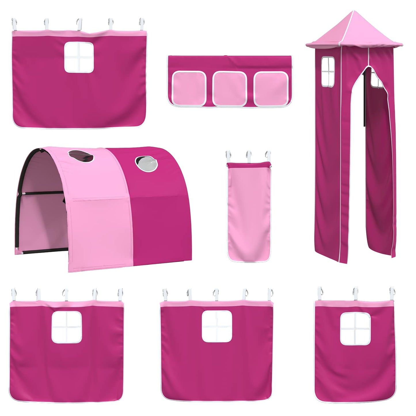 Barns Lofteseng Ensfarget Hvit og rosa 90 x 190 cm Metall