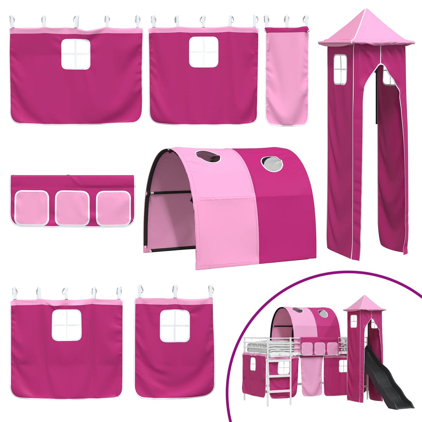 Barns Lofteseng Ensfarget Hvit og rosa 100 x 200 cm Metall