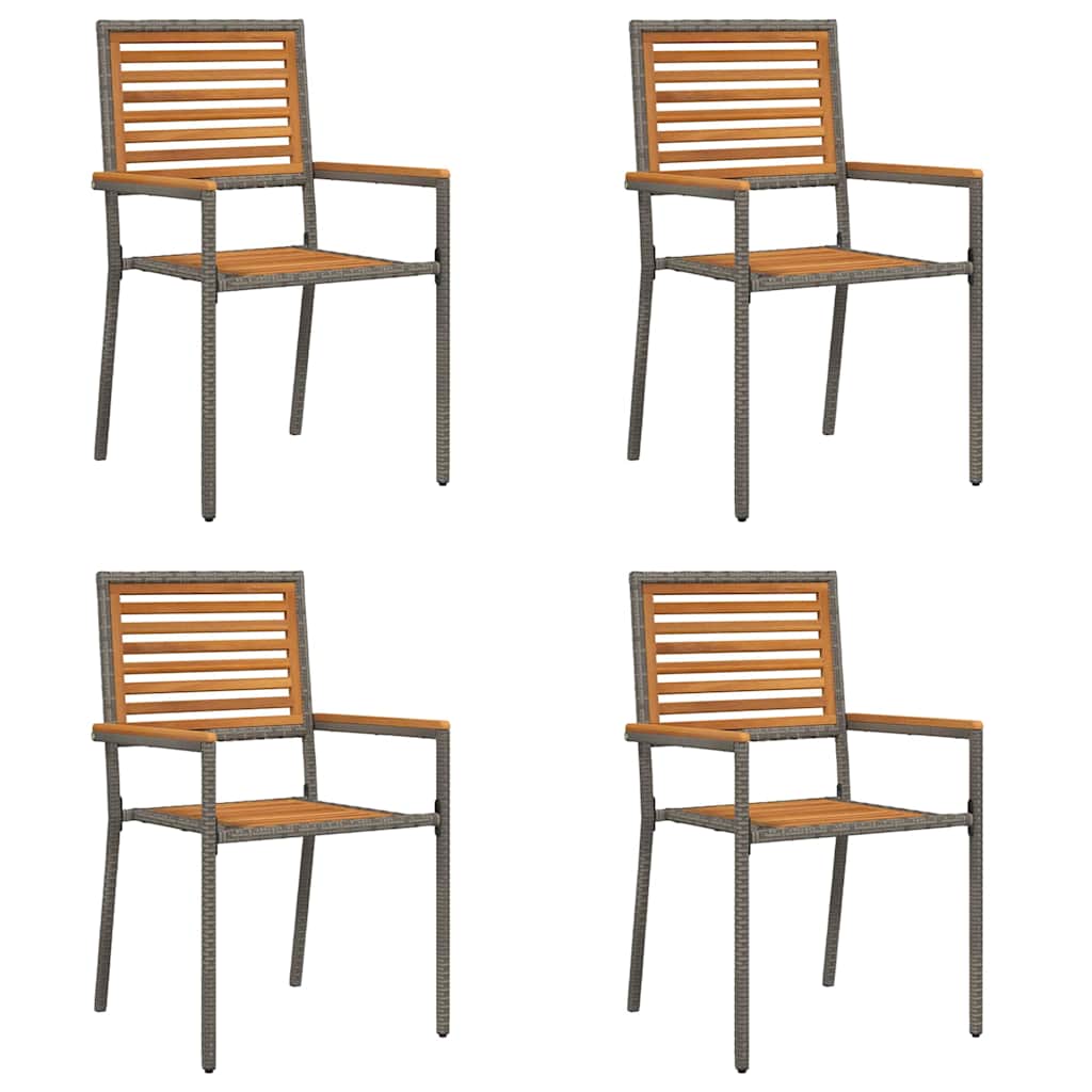 Hage stabelstoler 4 pcs Brun og Grå