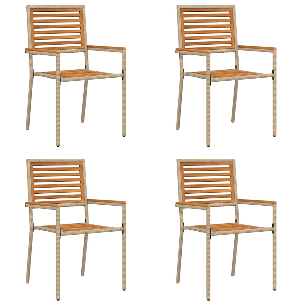 Hage stabelstoler 4 pcs Brun og Beige 54 x 56 x 90 cm