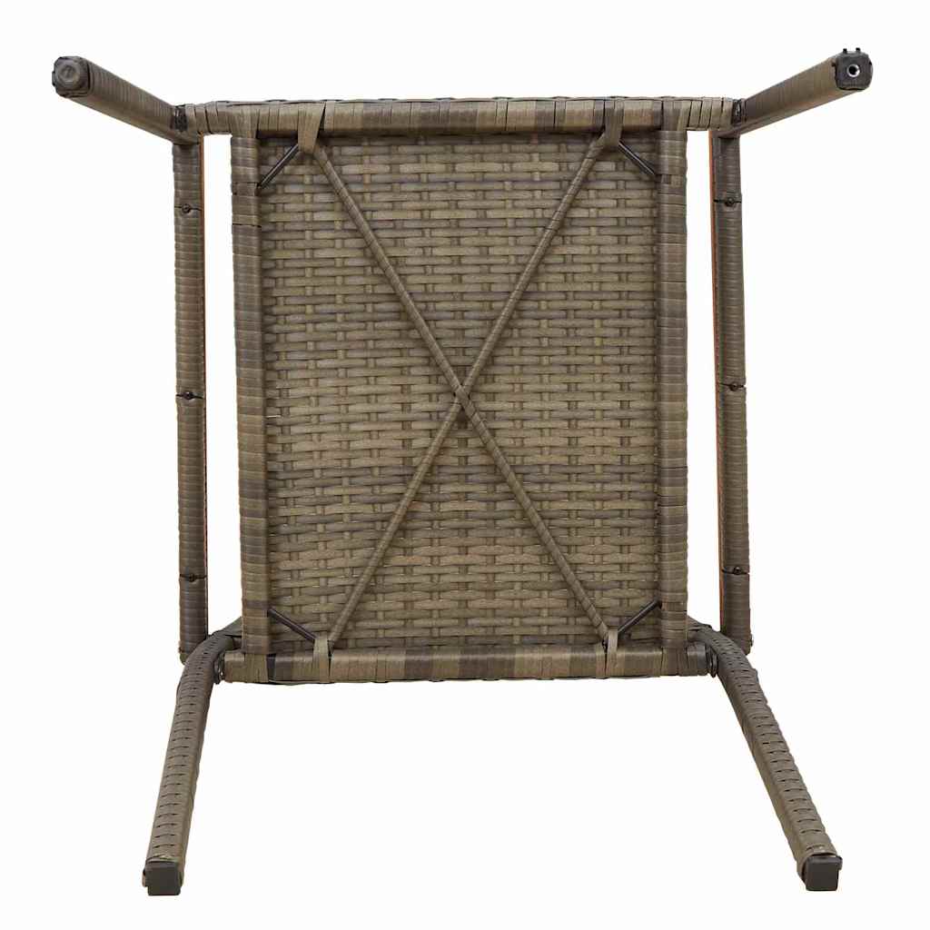 Hage stabelstoler 4 pcs Grå og Brun PE rattan, solid akasietre