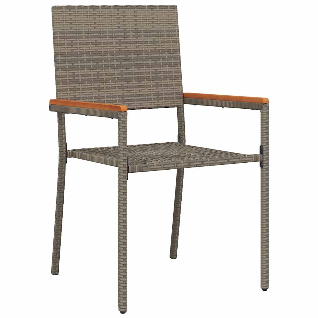 Hage stabelstoler 4 pcs Grå og Brun PE rattan, solid akasietre