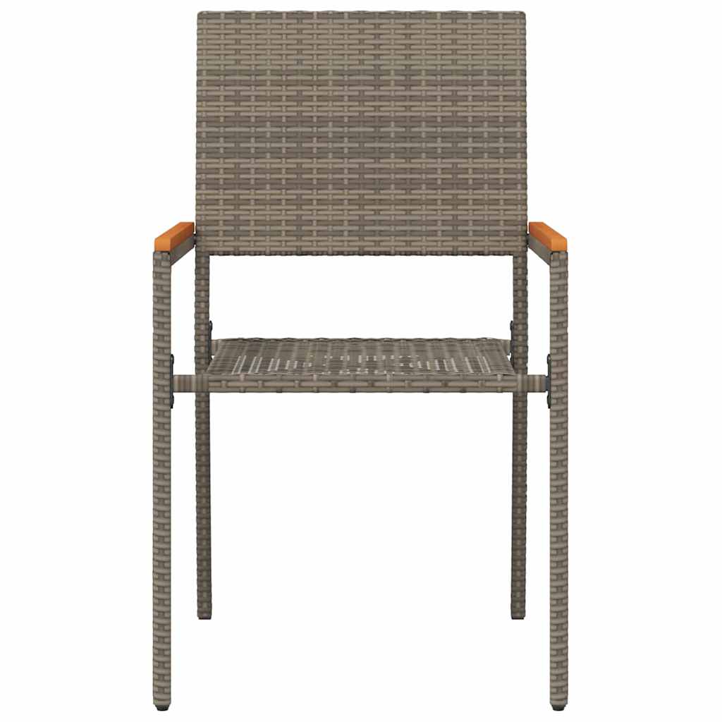 Hage stabelstoler 4 pcs Grå og Brun PE rattan, solid akasietre