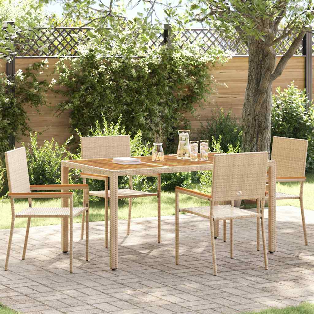 Hage stabelstoler 4 pcs Krem og brun PE rattan, solid akasietre