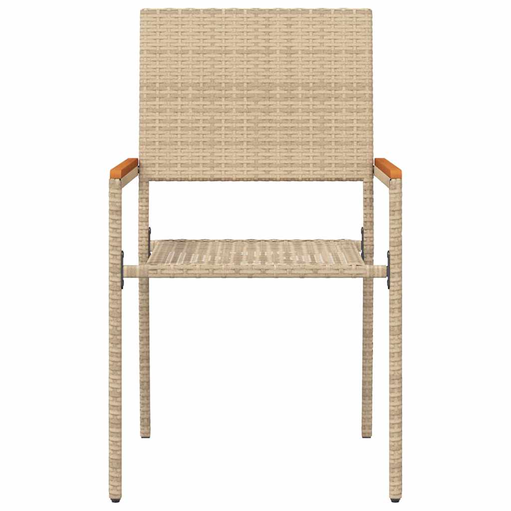 Hage stabelstoler 4 pcs Krem og brun PE rattan, solid akasietre