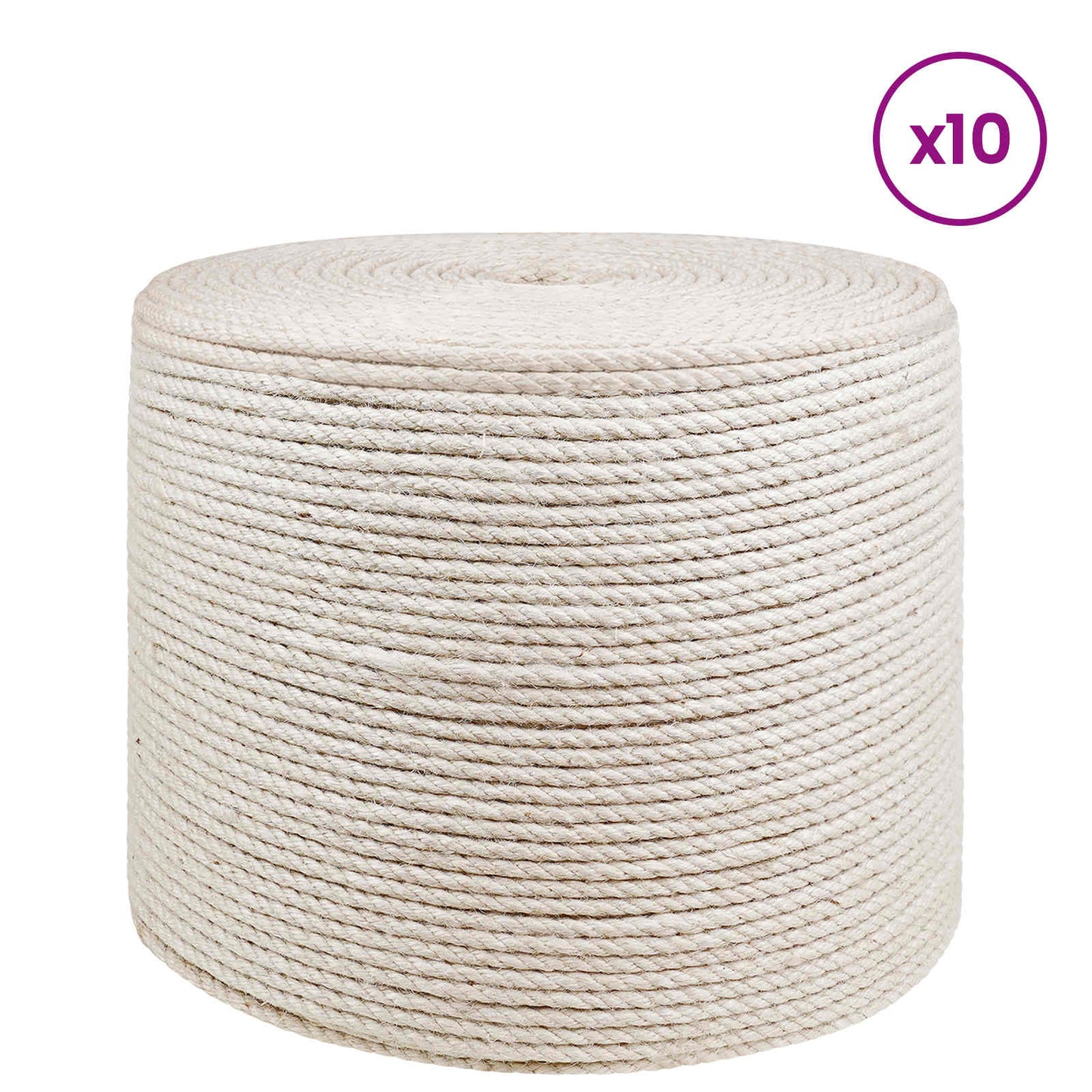 Jute Tau 10 pcs 2 Hvit 100% Tossa jute