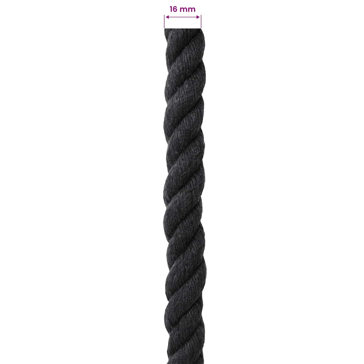 Tau Svart 1,6 x 1,6 x 5000 cm Bomull