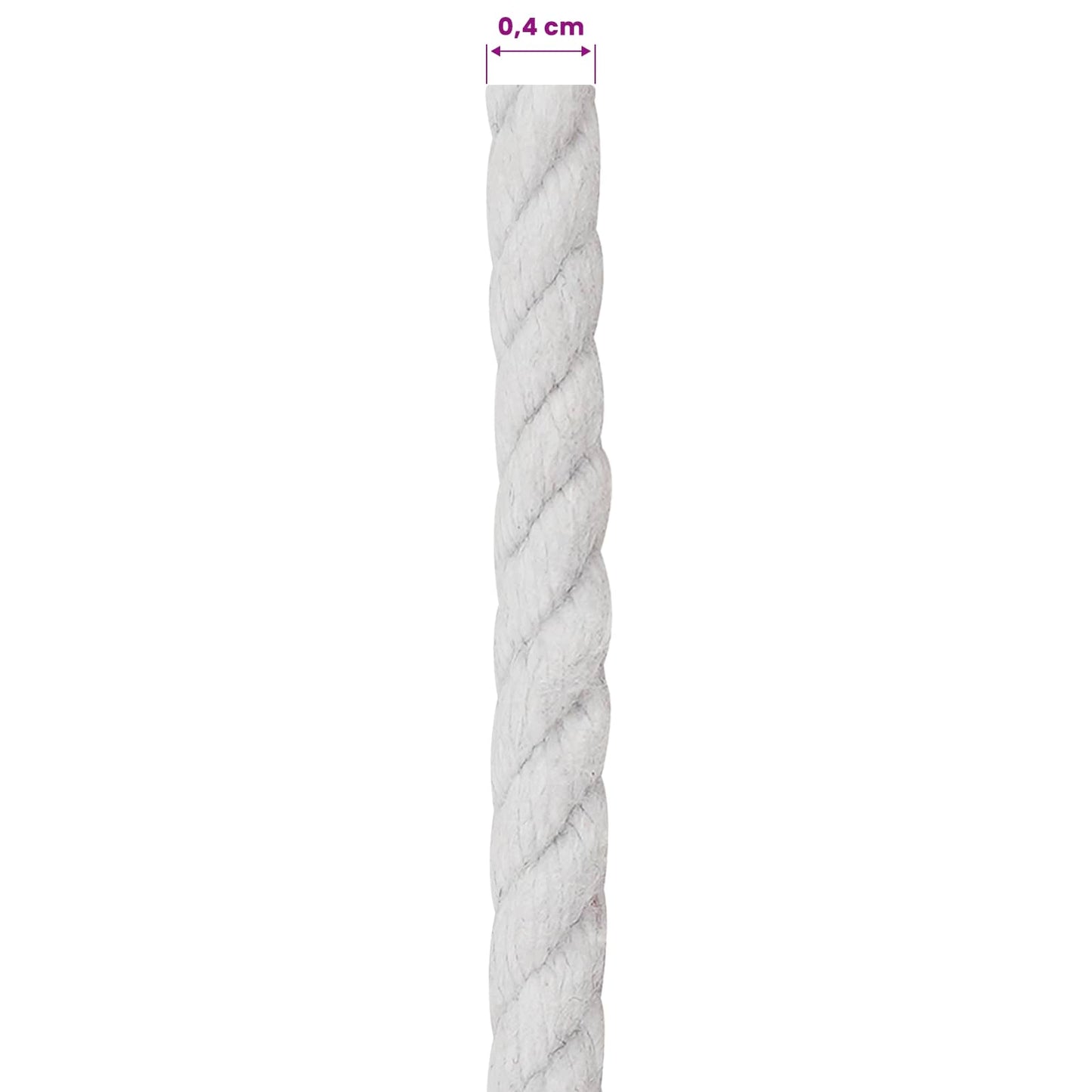 Tau Hvit 0,4 x 0,4 x 5000 cm Bomull