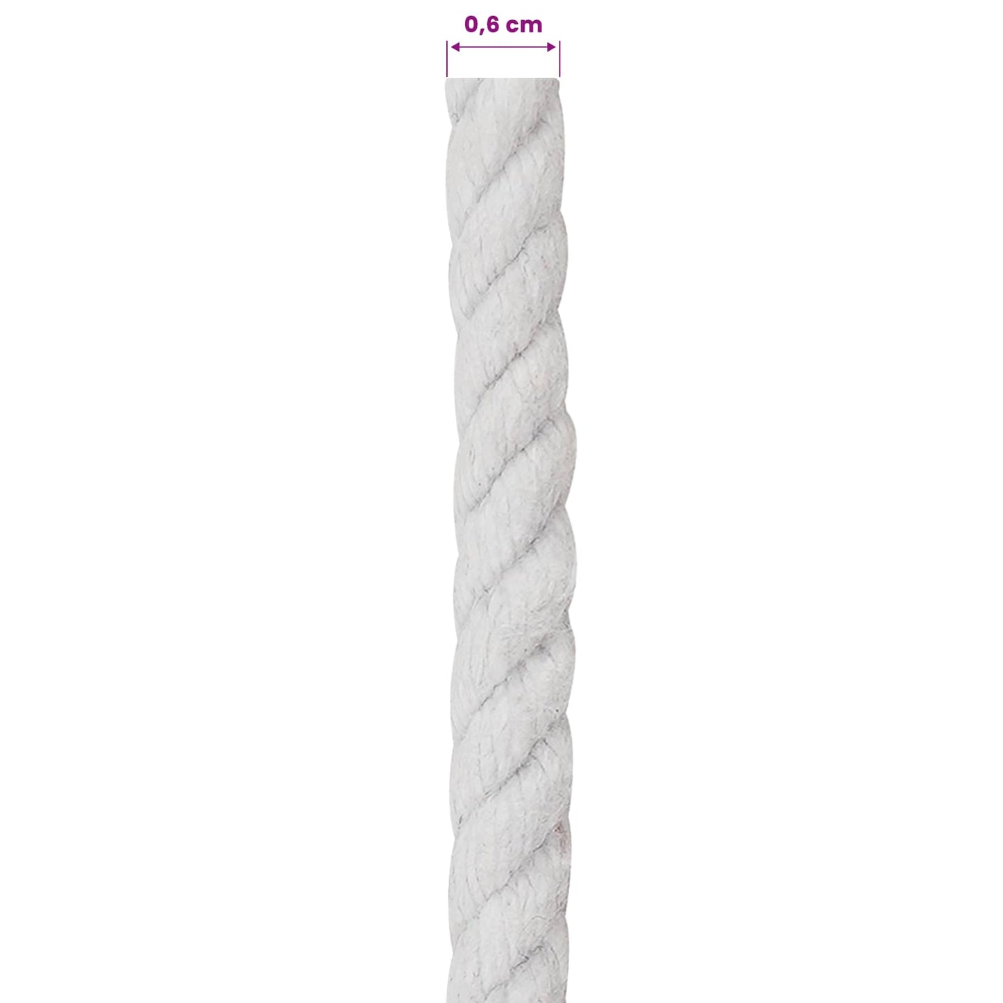 Tau Hvit 0,6 x 0,6 x 5000 cm Bomull