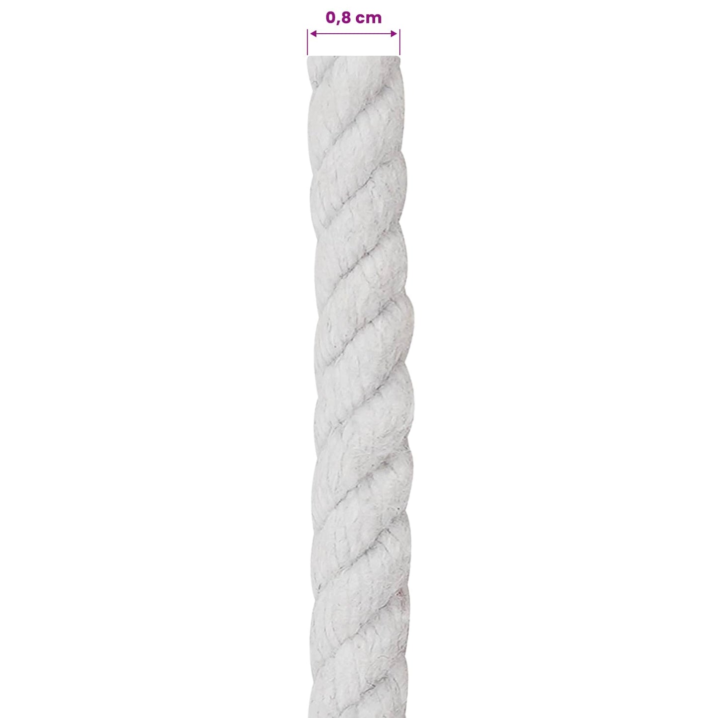 Tau Hvit 0,8 x 0,8 x 10000 cm Bomull