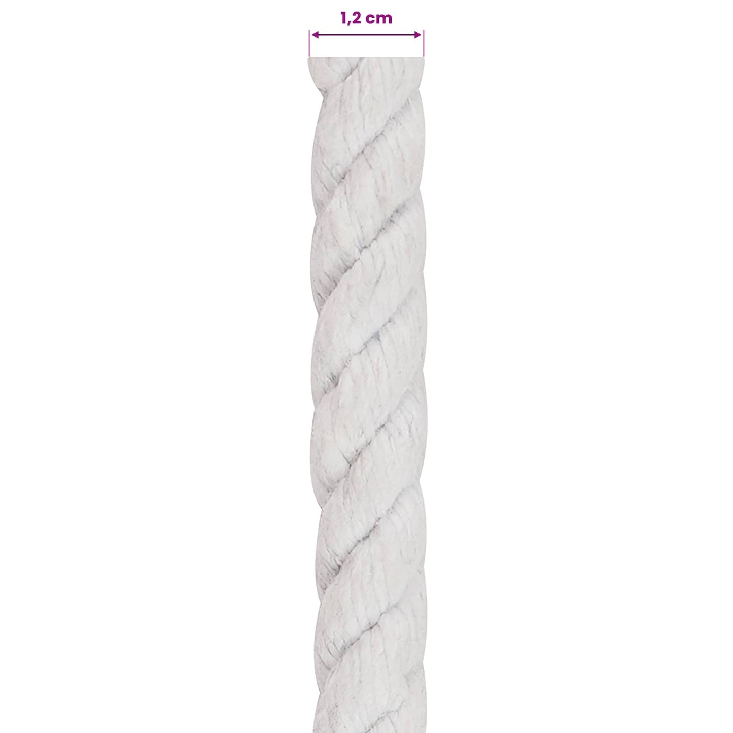 Tau Hvit 1,2 x 1,2 x 2500 cm Bomull