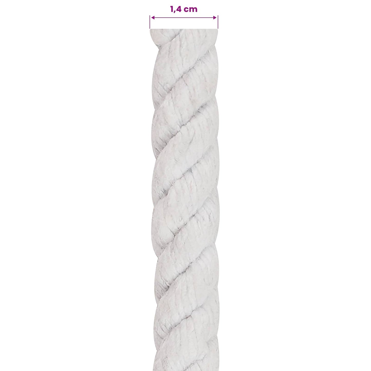 Tau Hvit 1,4 x 1,4 x 2500 cm Bomull