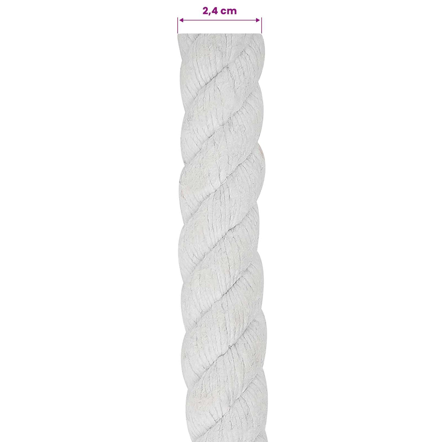 Tau Hvit 2,4 x 2,4 x 2500 cm Bomull
