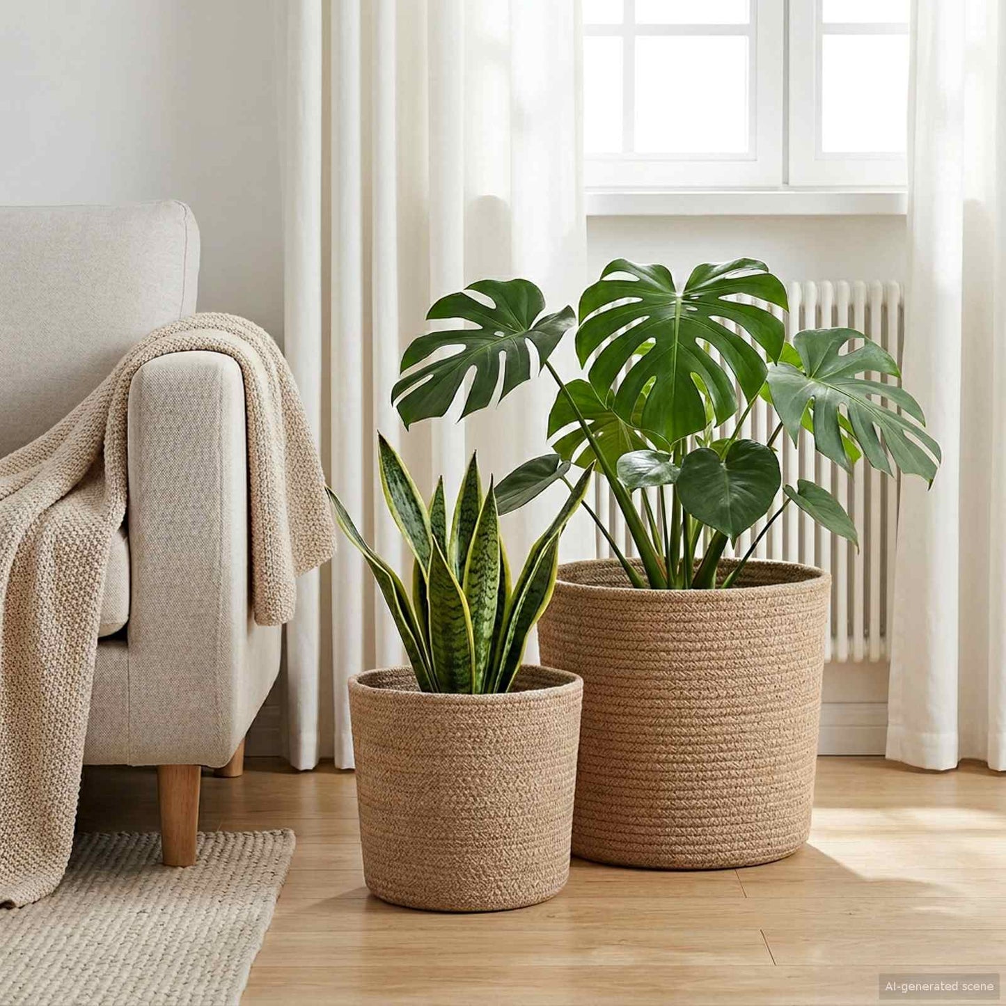 Plantepotte Sett 2 pcs Naturlig Ø 28 x 28 cm 100% Tossa Jute