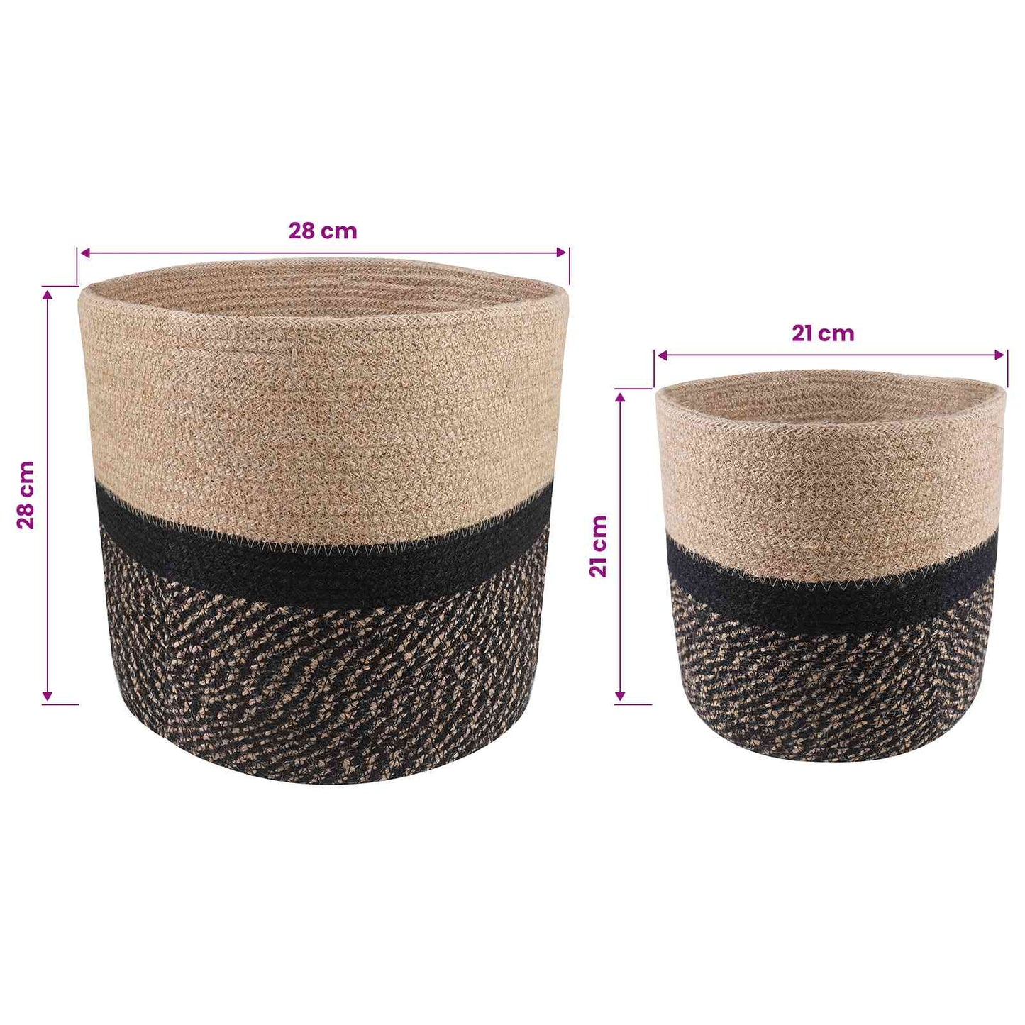 Plantepotte Sett 2 pcs Naturlig og svart Ø 28 x 28 cm