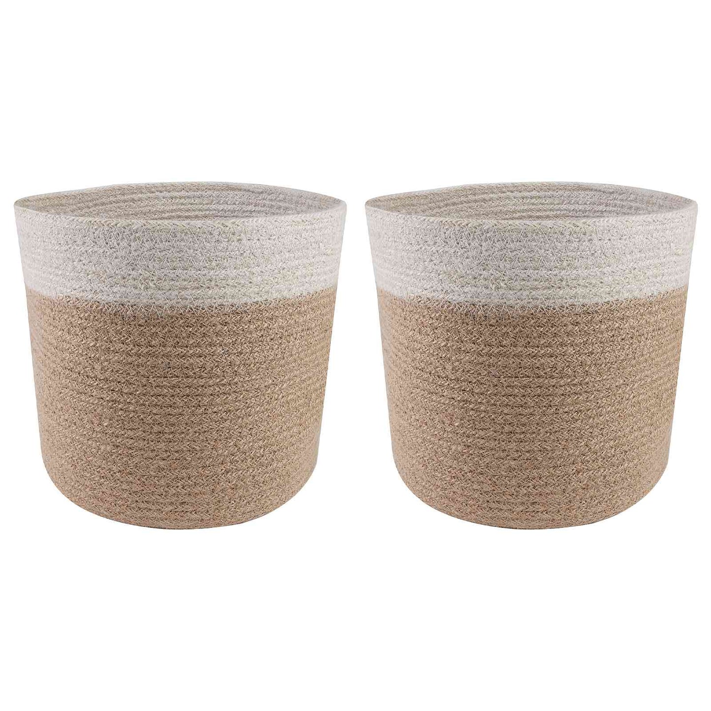 Plantepotte Sett 2 pcs Naturlig og Hvit Ø 21 x 21 cm