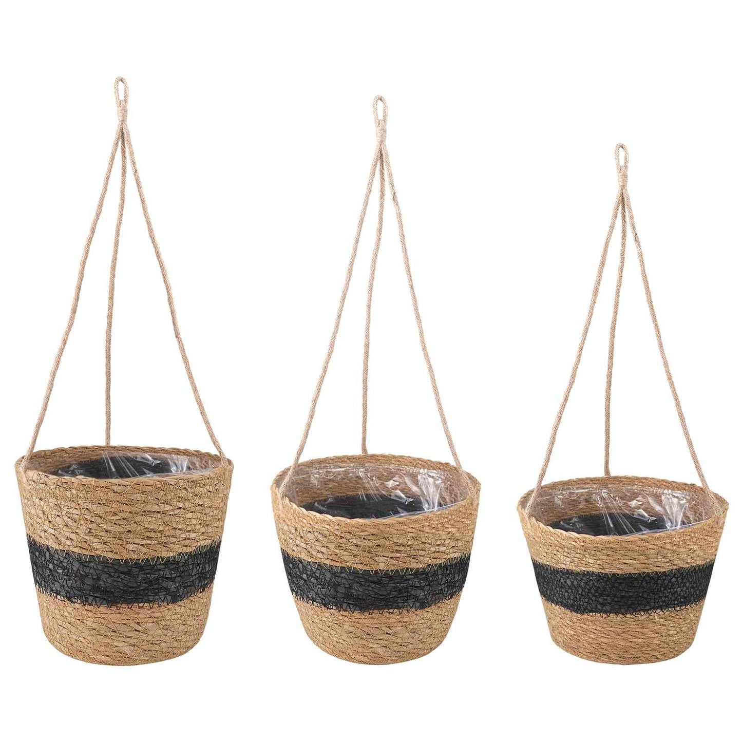 Sjøgress plantekurver 3 pcs Naturlig og svart Ø26 x 19 cm