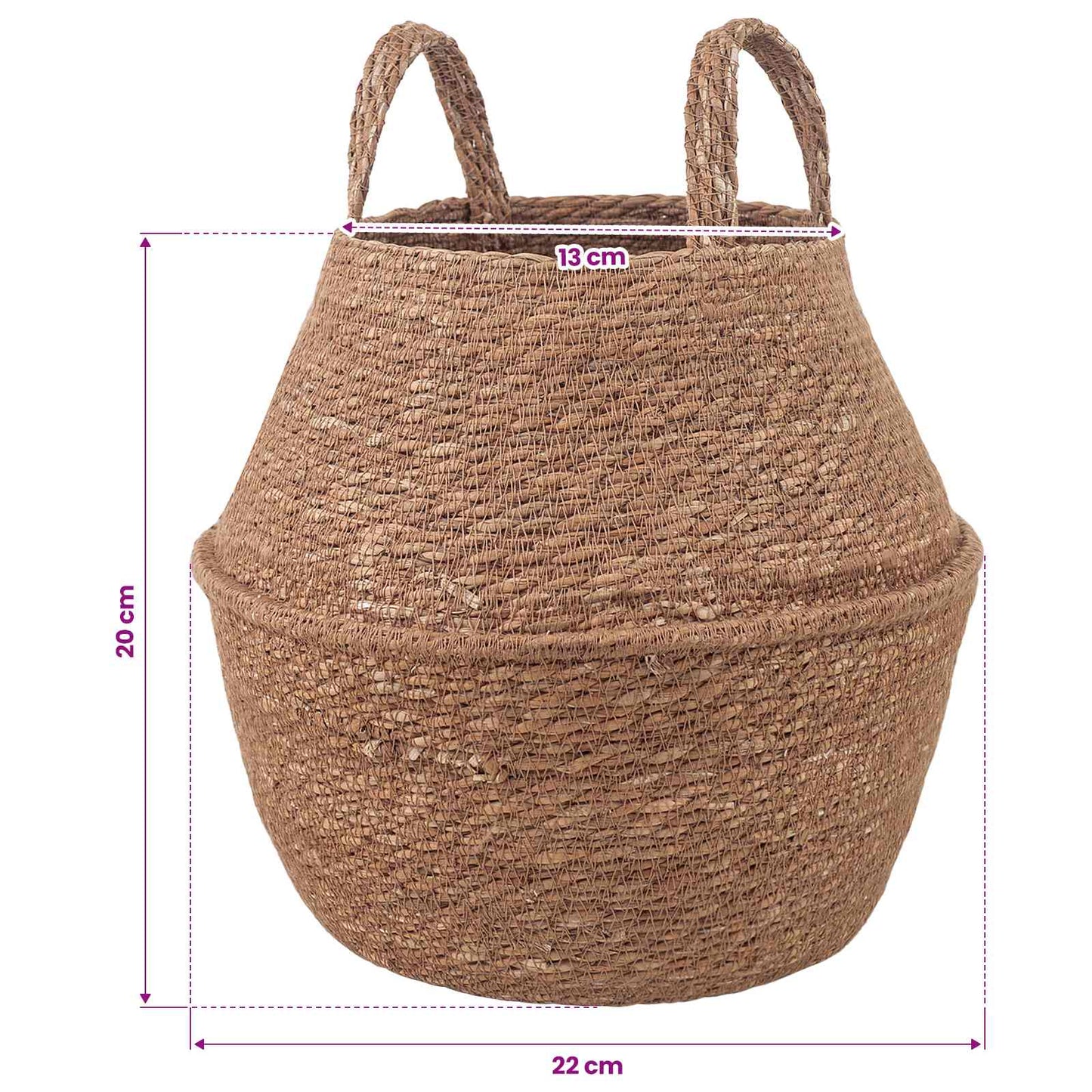 Blomsterkrukke med håndtak 2 pcs Naturlig Ø 22 x 20 cm