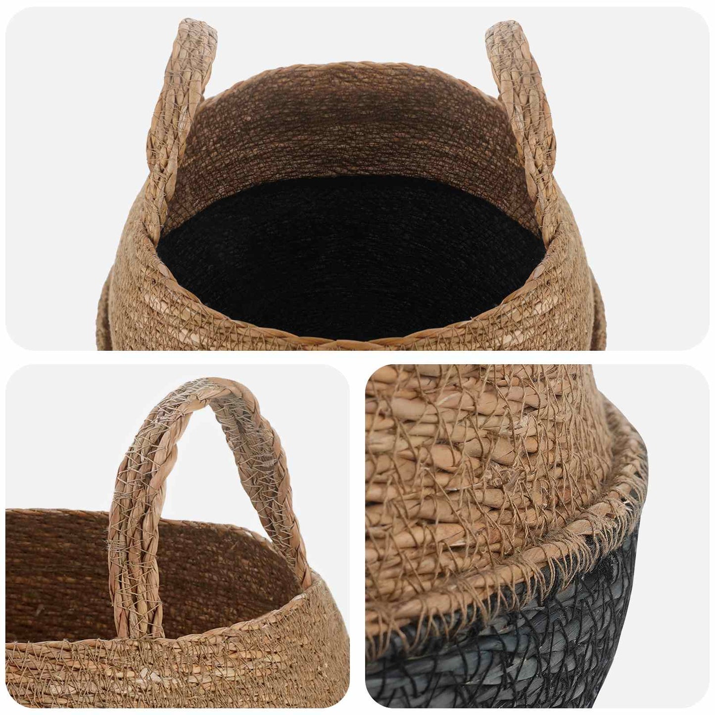 Blomsterkrukke med håndtak 2 pcs Svart Ø 32 x 32 cm