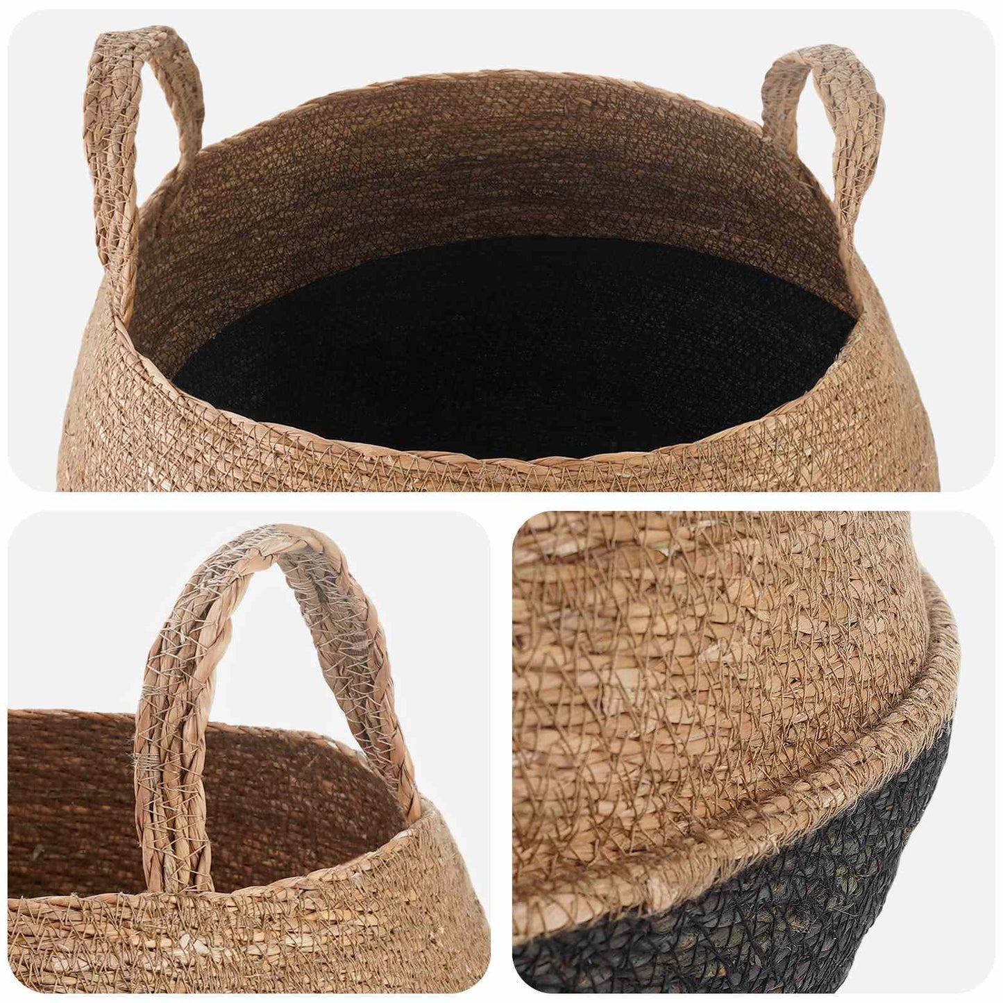 Blomsterkrukke med håndtak 2 pcs Svart Ø 45 x 36 cm