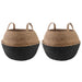 Blomsterkrukke med håndtak 2 pcs Svart Ø 45 x 36 cm