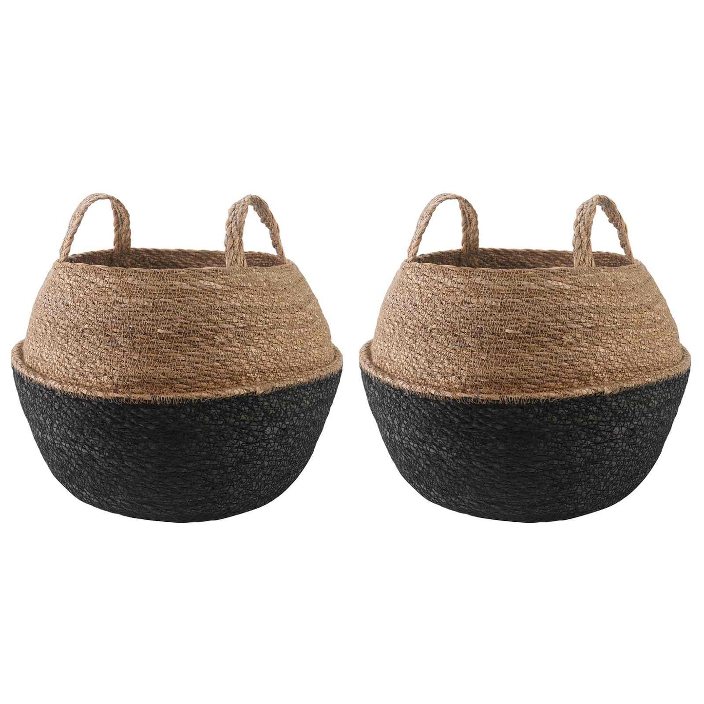 Blomsterkrukke med håndtak 2 pcs Svart Ø 45 x 36 cm