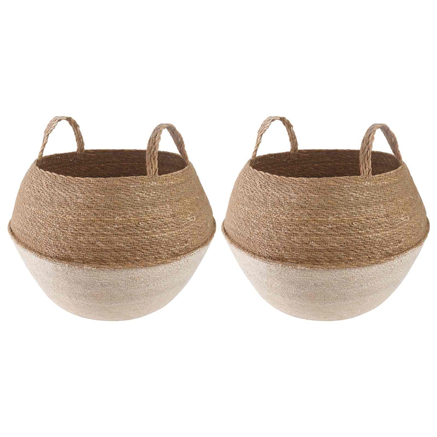 Blomsterkrukke med håndtak 2 pcs Hvit Ø 45 x 36 cm