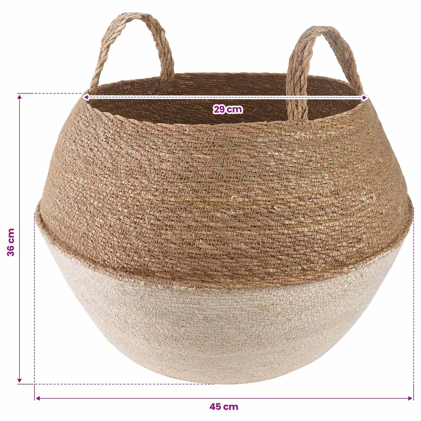 Blomsterkrukke med håndtak 2 pcs Hvit Ø 45 x 36 cm