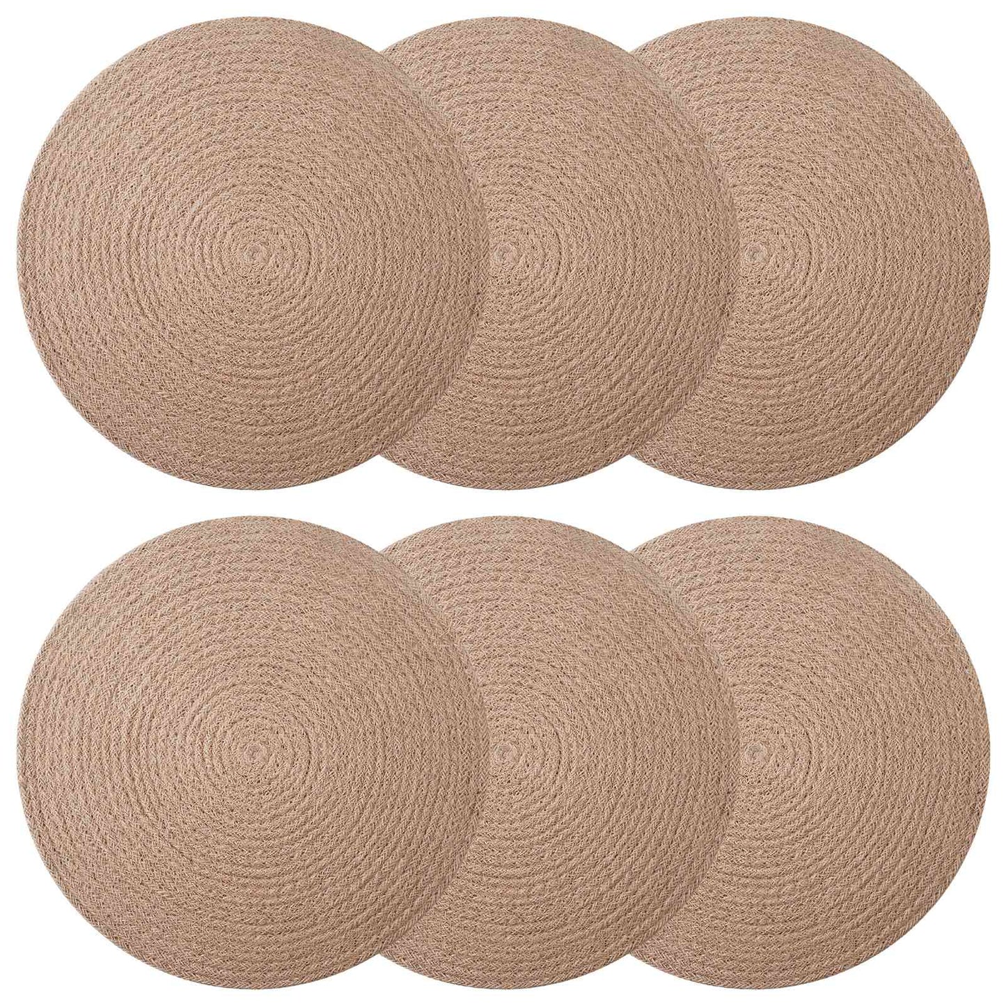 Jute Placemets 6 pcs Naturlig Ø 30 cm 100% Tossa Jute
