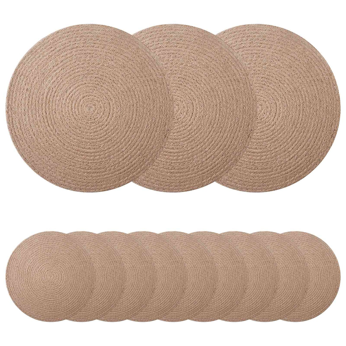 Jute Placemets 12 pcs Naturlig Ø 30 cm 100% Tossa Jute
